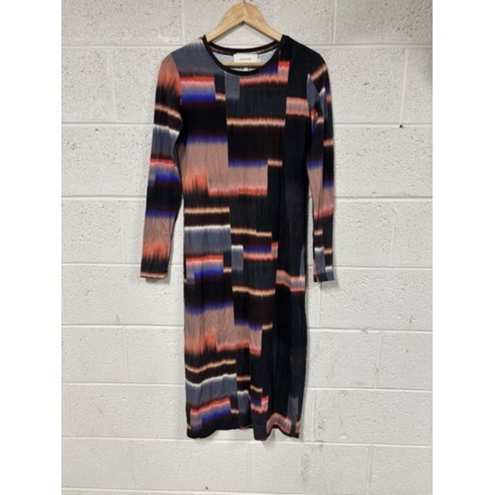MUNTHE Dress Black Red Blue Gray Long Sleeve Round Neck Size 36
